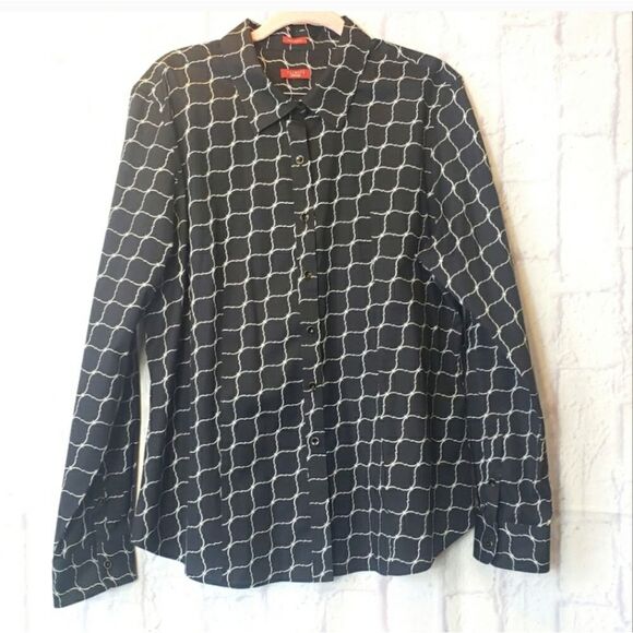 TALBOTS HABERDASHERY Trellis Print Wrinkle-Resistant Button Down Shirt 14 - Picture 1 of 9